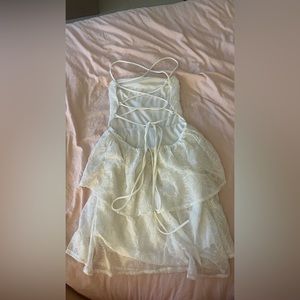 white floral mini dress